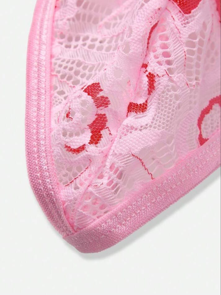 Men's Heart & Floral Print Lace Sexy Underwear